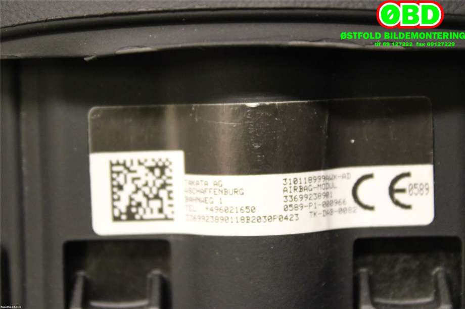 Airbag rattpute til BMW 2-Serie 2014-2021 (F22/F23) (F22/F23) (BMW|32 30 6 992 389|)