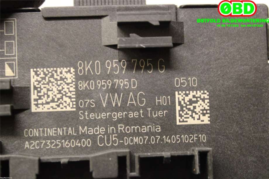 Styreenhet dør venstre foran til Audi A4 2007-2014 (Type IV) (B8) (B8) (AUDI|8K0 959 795 G||8K0959795G)
