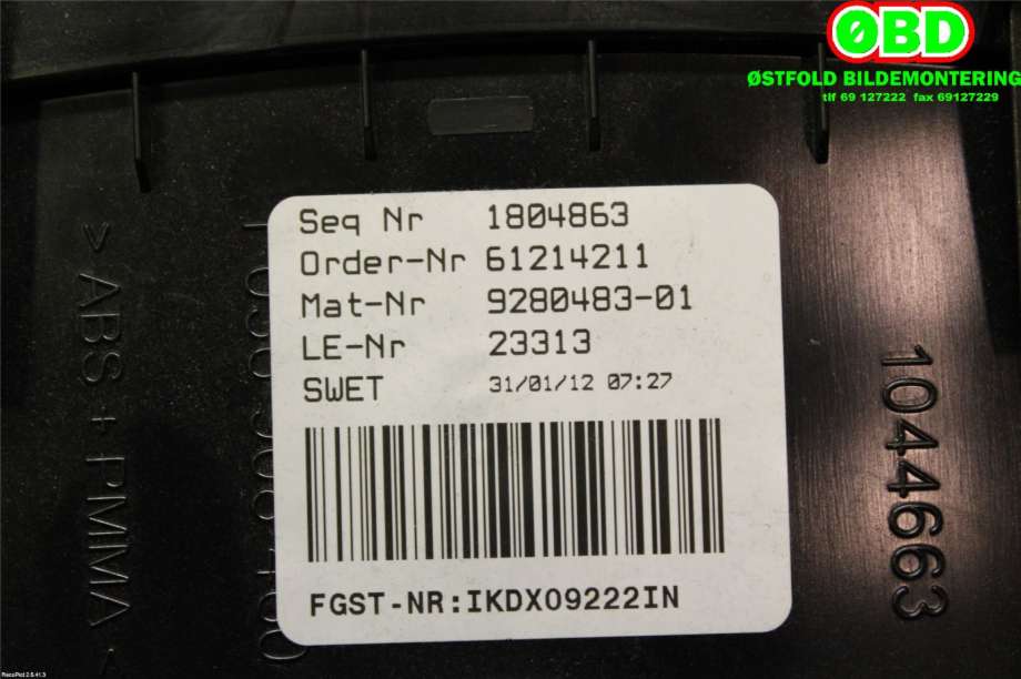 Instrumentpanel til BMW 5-Serie 2010-2017 (F10/F11) (F10/F11) (BMW|62 10 9 358 981|)