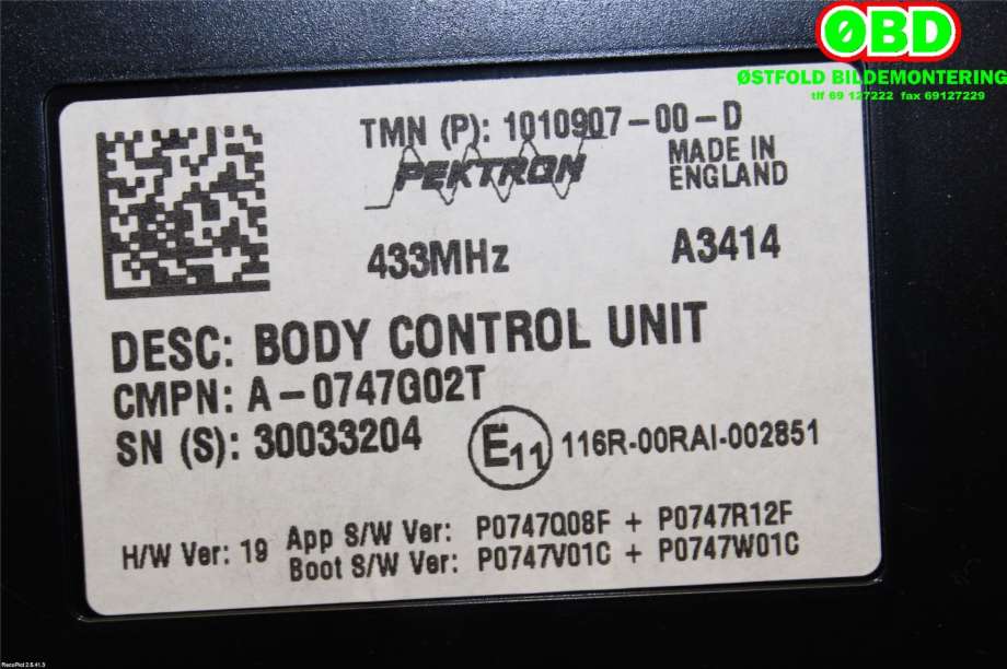 Styreenhet comfort (BCM) til Tesla Model S 2013-2016 (Fase 1)  (TESLA|101090700D|)