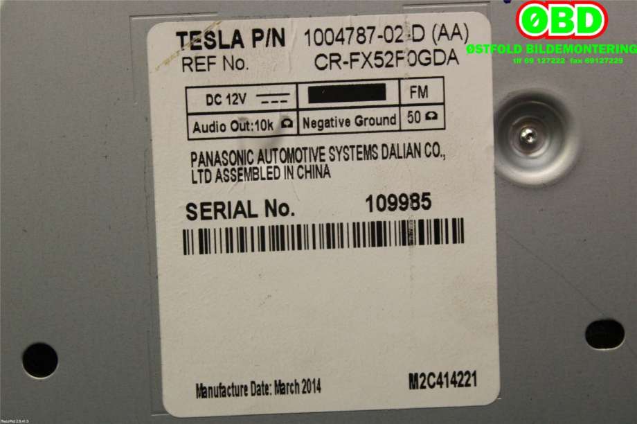 Bilstereo diverse til Tesla Model S 2013-2016 (Fase 1)  (TESLA|100478702D|)