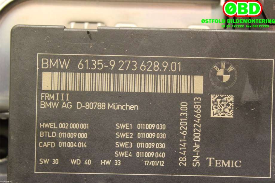 Styreenhet diverse til BMW 5-Serie 2010-2017 (F10/F11) (F10/F11) (BMW|61 35 6 992 947||61359273628)