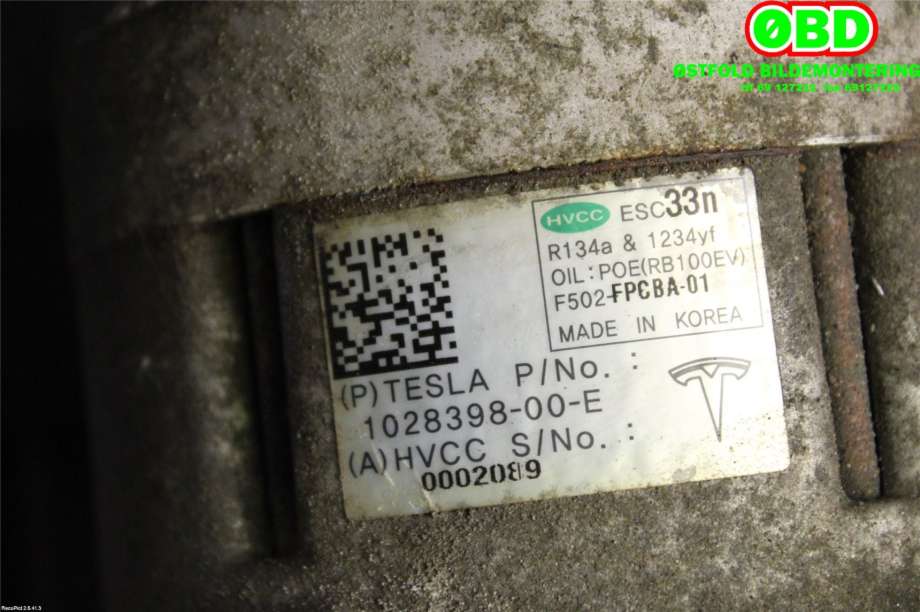 Aircondition kompressor til Tesla Model S 2013-2016 (Fase 1)  (TESLA|102839800E|)