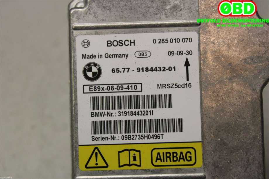 Airbag elektronikk til BMW X1 2009-2015 (E84) (E84) (BMW|65779184432|)