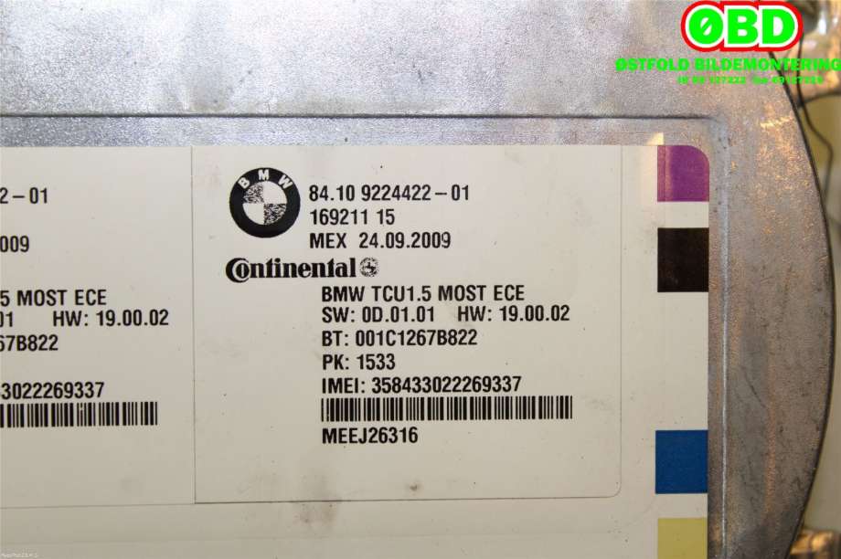 Styreenhet diverse til BMW X1 2009-2015 (E84) (E84) (BMW|84 10 9 231 093||84109224422)