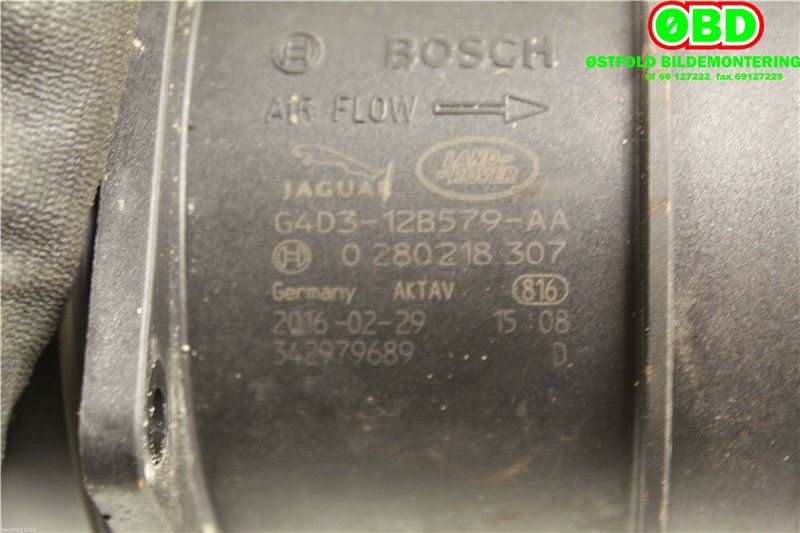 Luftmengde/luftmassemåler til Land Rover Discovery Sport 2015-2019 (Fase 1)  (LAND-ROVER|LR071914||G4D312B579AA)