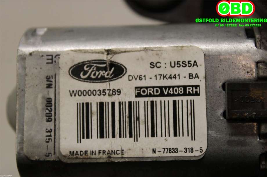 Viskermotor bakrute til Ford Transit Connect 2013-2018 Type II, Fase 1  (FORD|1807928|W000035789|DV6117K441BA)