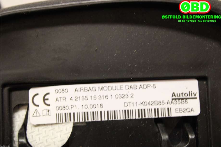 Airbag rattpute til Ford Transit Connect 2013-2018 Type II, Fase 1  (FORD|1810758||DT11K042B85AA35B8)