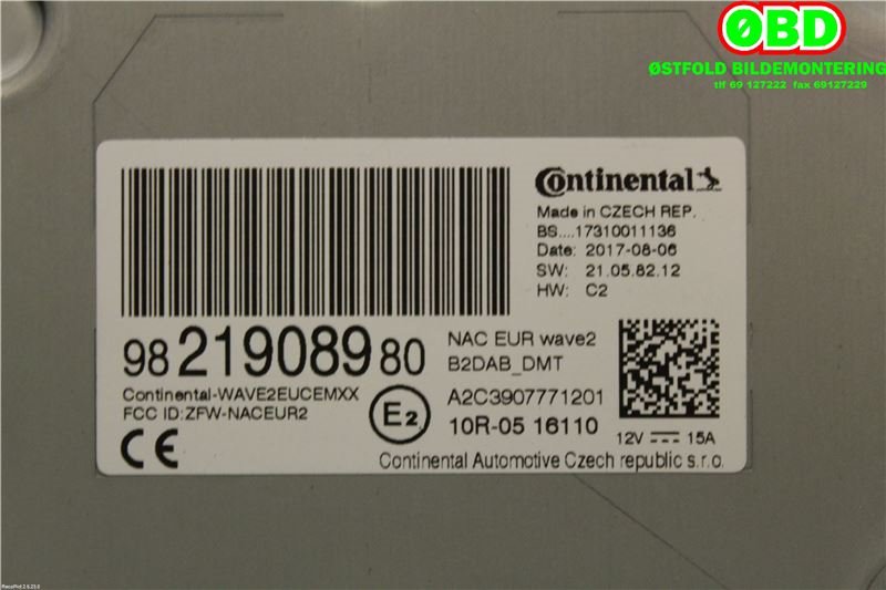 Bilstereo til Peugeot 208 2012-2019 (Type I)  (1623842180|1684721780|9821908980)