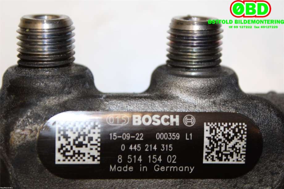 Dyseskinne (fuelrail) til BMW 5-Serie 2010-2017 (F10/F11) (F10/F11) (BMW|13 53 8 514 154|0445214315|8514154)