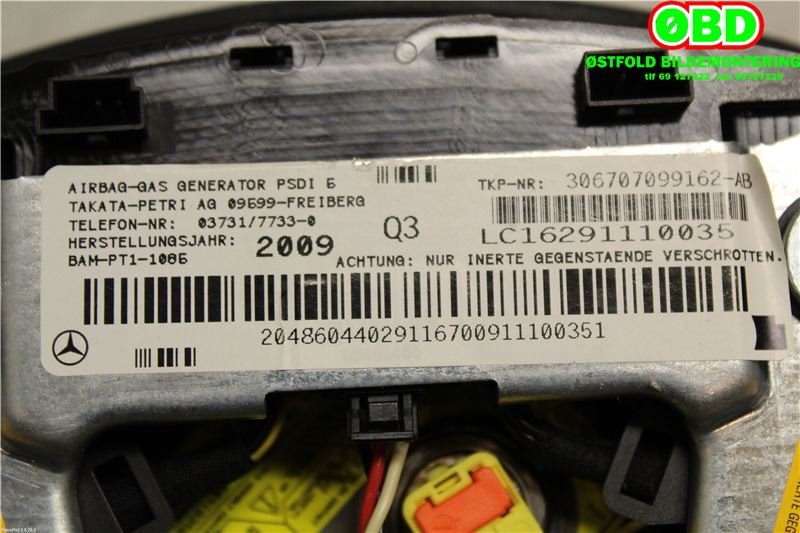 Airbag rattpute til Mercedes GLK 2008-2015 (X204) (X204) (MERCEDES|A 000 860 09 04||2048604402)