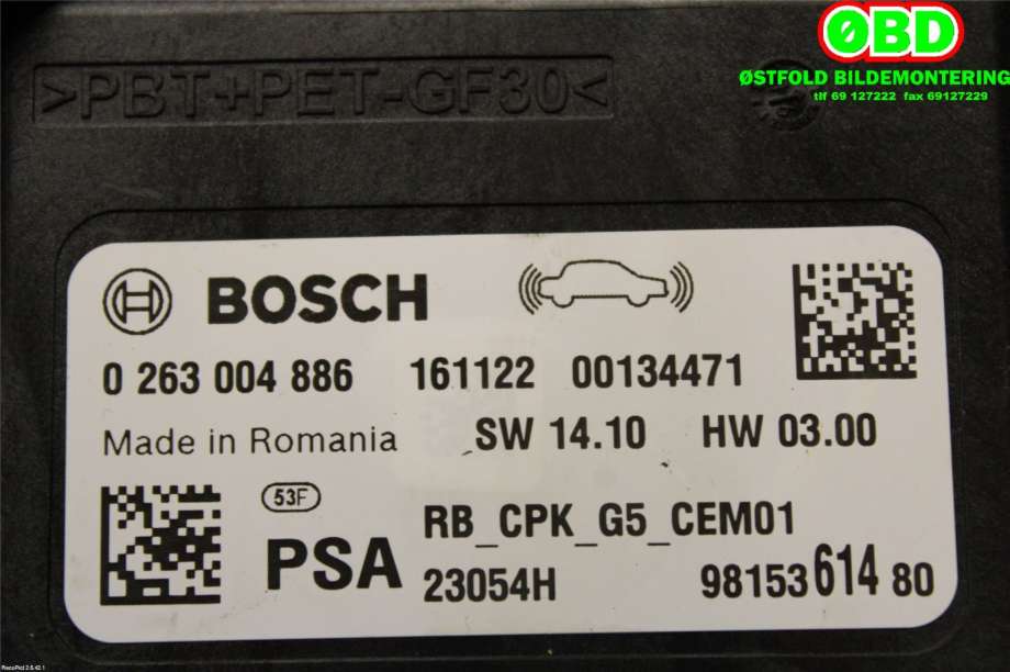 Styreenhet parkering til Peugeot Expert 2016-->> (Type III)  (PEUGEOT|1617138780||9815361480)
