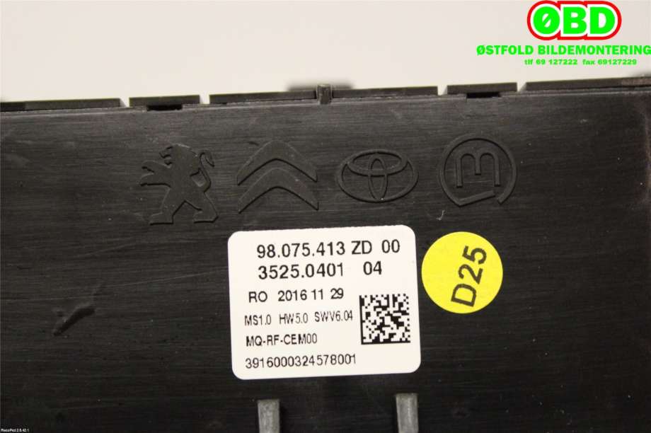 Varmeapparat betjening til Peugeot Expert 2016-->> (Type III)  (PEUGEOT|98075413ZD|98340409ZD)