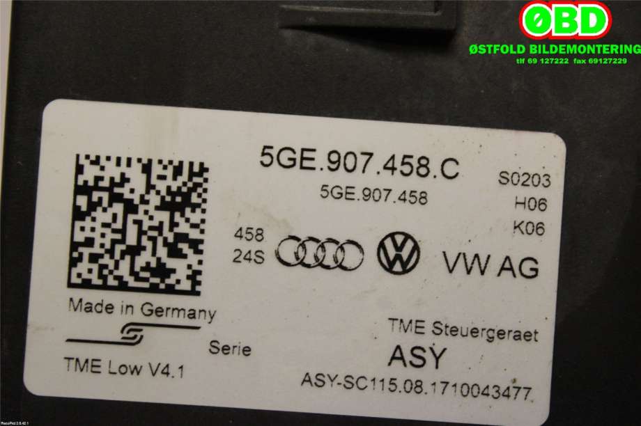 Styreenhet diverse til VW e-Golf 2017-2020 (Fase 2)  (VOLKSWAGEN|5GE 907 458 C||5GE907458C)