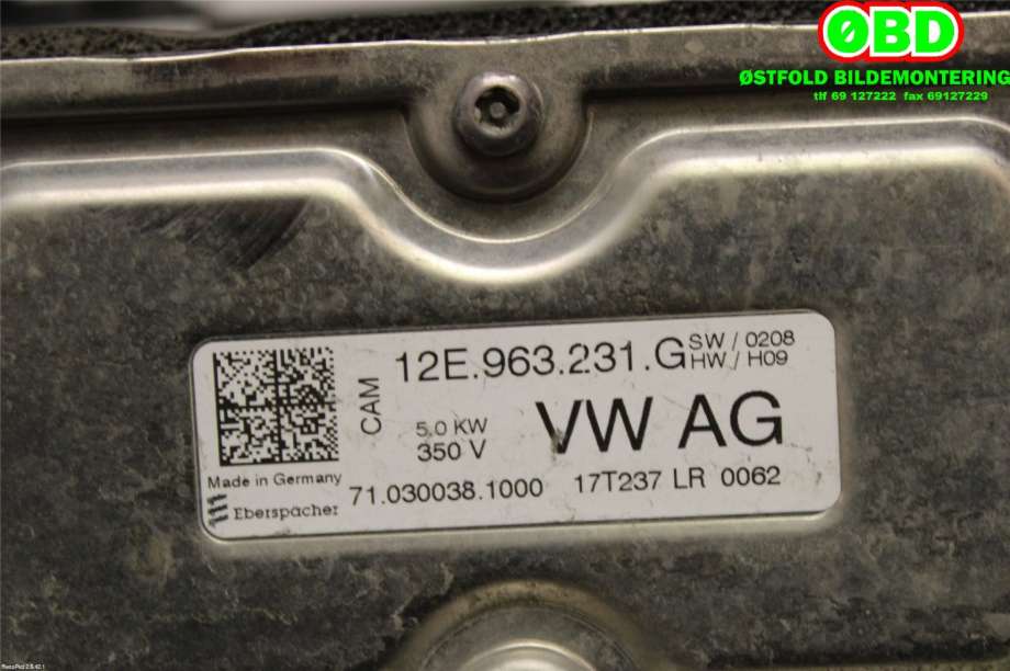 Varmeapparat register til VW e-Golf 2017-2020 (Fase 2)  (VOLKSWAGEN|5QE 819 013 AD||12E963231G)
