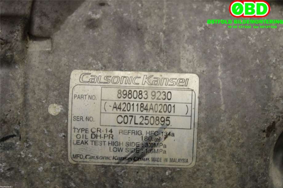 Aircondition kompressor til Isuzu D-Max 2007-2012 (Type I)  (ISUZU|8-98083-923-0||8980839230)