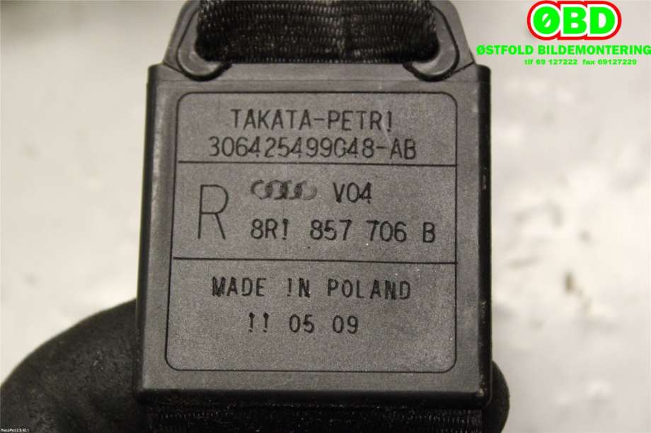 Airbag beltestrammer til Audi Q5 2008-2012 (Type I, Fase 1)  (AUDI|8R1 857 706 L||8R1857706B)