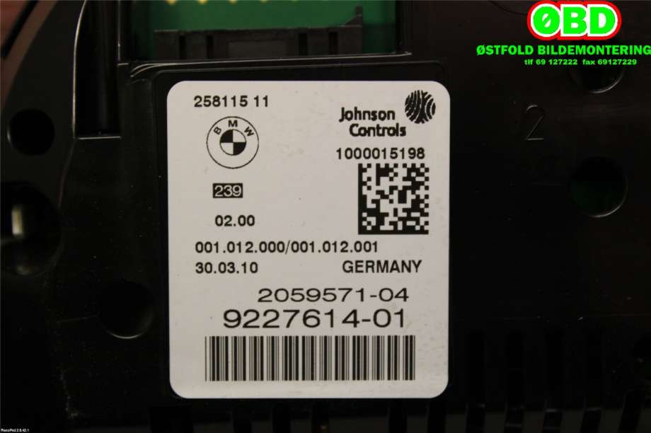 Instrumentpanel til BMW 5-Serie 2010-2017 (F10/F11) (F10/F11) (BMW|62 10 9 358 981||9227614)
