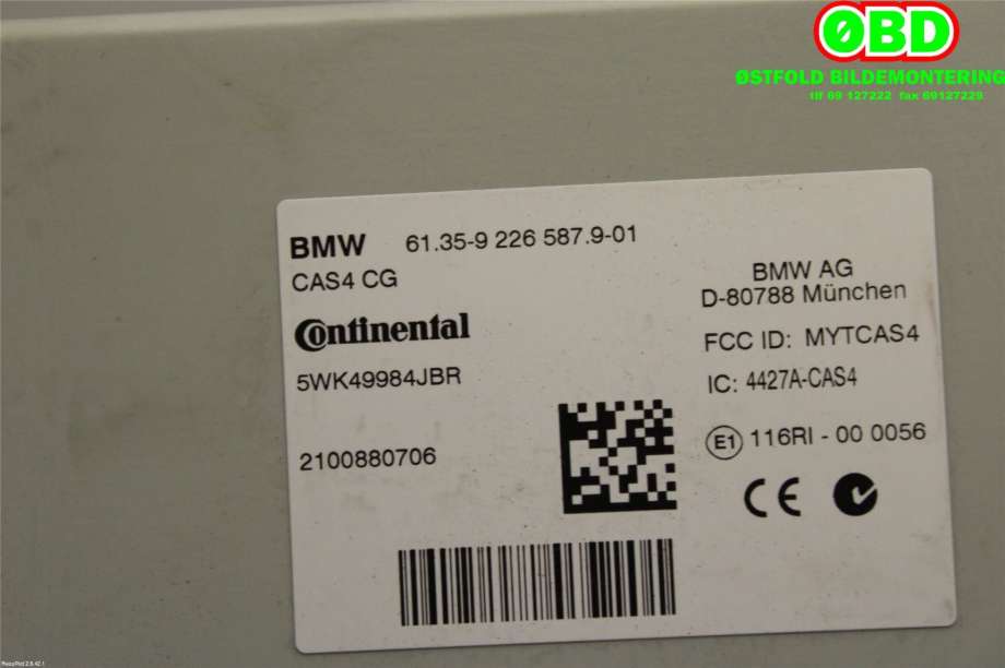 Styreenhet diverse til BMW 5-Serie 2010-2017 (F10/F11) (F10/F11) (BMW|61 35 6 809 374||61359226587)