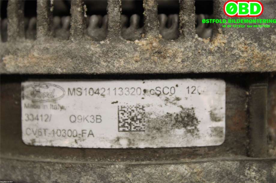 Dynamo til Ford Focus 2011-2014 (Type III, Fase 1)  (FORD|1795985||CV6T10300FA)