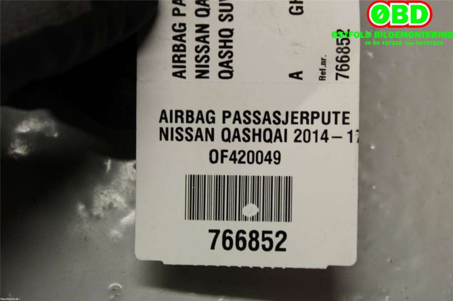 Airbag passasjer til Nissan Qashqai 2014-2021 (Type II) (NISSAN|985154EA0A|)