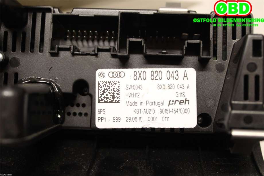 Varmeapparat betjening til Audi A1 2010-2014 (Type I, Fase 1)  (8X0 820 043 B||8X0820043A)