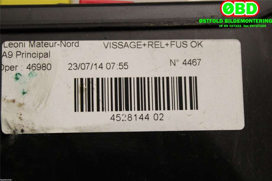 Sikringsboks til Peugeot 208 2012-2019 (Type I) (PEUGEOT|9671941780|)