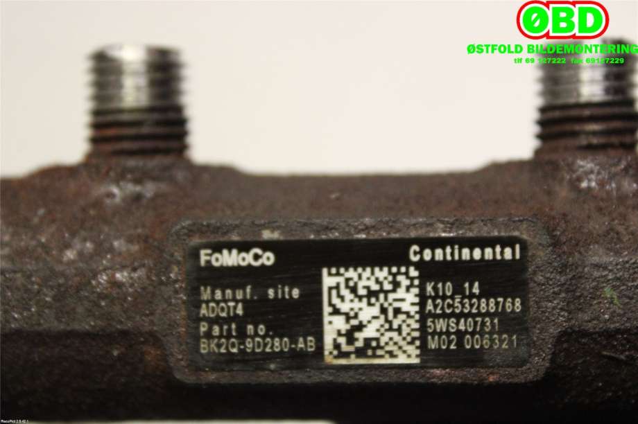 Dyseskinne (fuelrail) til Ford Transit Custom 2013-2023 (Type I)  (FORD|1717578||BK2Q9D280AB)