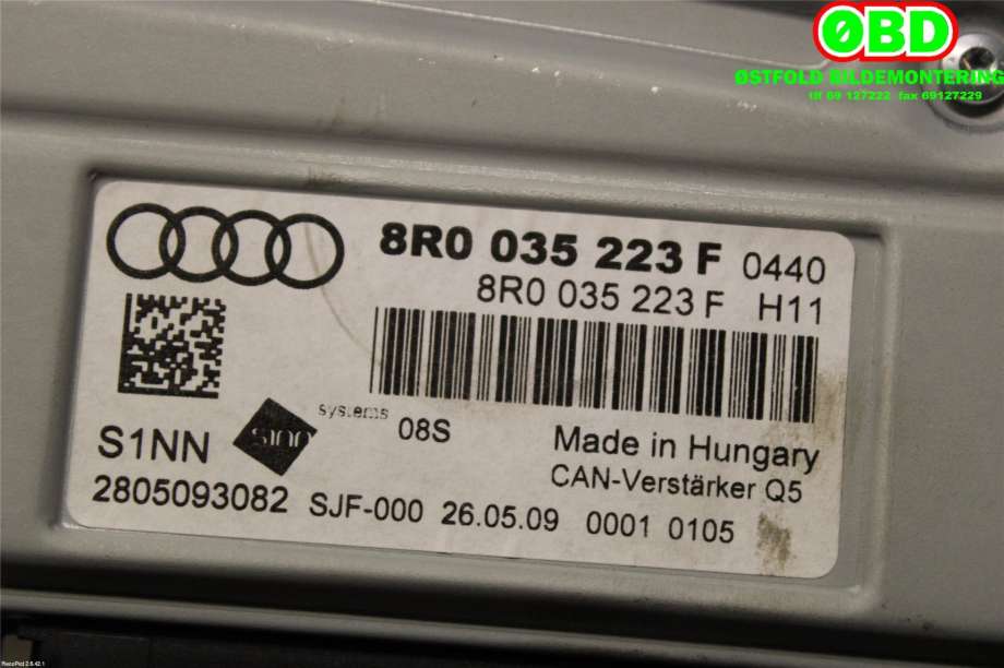 Bilstereo forsterker til Audi A4 2007-2014 (Type IV) (B8) (B8) (AUDI|8R0 035 223 F||8R0035223F)