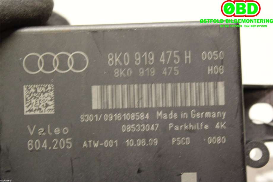 Styreenhet parkering til Audi A4 2007-2014 (Type IV) (B8) (B8) (AUDI|8K0 919 475 T||8K0919475H)