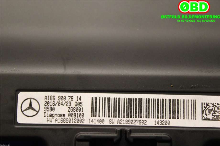 Instrument kjørecomputer til Mercedes B-Klasse 2011-2018 (W246) (W246) (MERCEDES|A 166 900 78 14|A 166 900 82 22|1669007814)