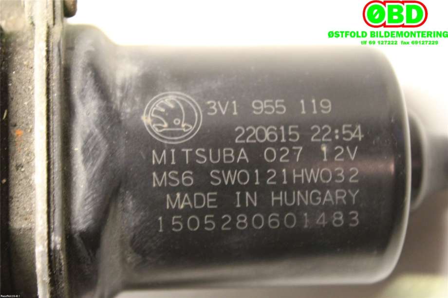Viskermotor frontrute til Škoda Superb 2015-->> (Type III)  (SKODA||3V1955119)