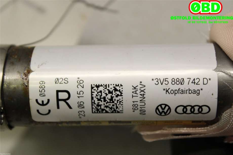 Airbag gardin høyre til Škoda Superb 2015-->> (Type III)  (SKODA|3V5 880 742 D||3V5880742D)