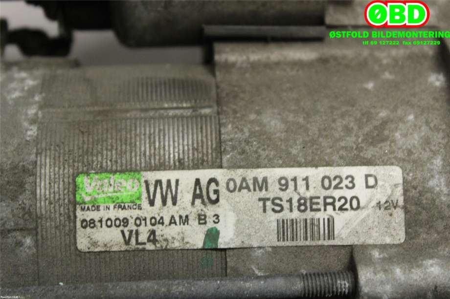 Starter diesel til Škoda Octavia 2009-2013 (Type II, Fase 2)  (SKODA|0AM 911 023 D|0AM 911 023 Q|0AM911023D)