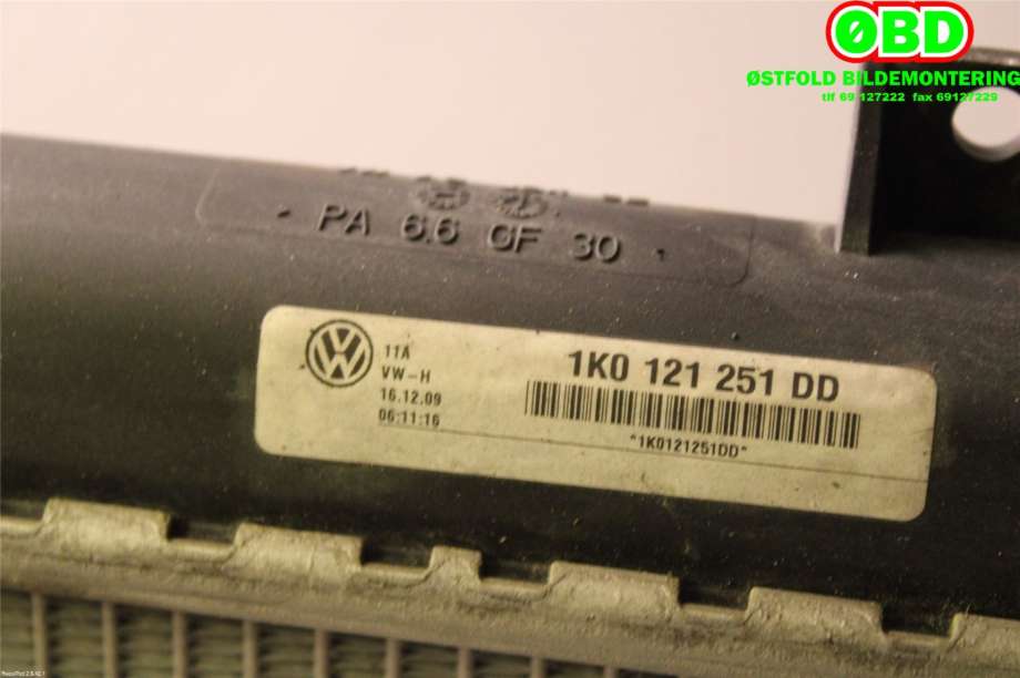 Radiator (automat gir) til Škoda Octavia 2009-2013 (Type II, Fase 2)  (SKODA|1K0 121 251 DM|1K0 121 251 AB|1K0121251DD)