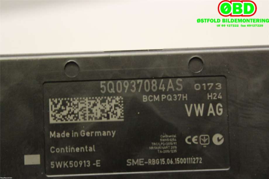 Styreenhet comfort (BCM) til Škoda Superb 2015-->> (Type III)  (SKODA|5Q0 937 084 AS|5Q0 937 084 CL|5Q0937084AS)