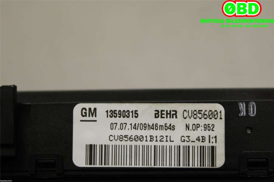 Varmeapparat register til Opel Astra J 2010-2015  (OPEL|13425434||13590315)