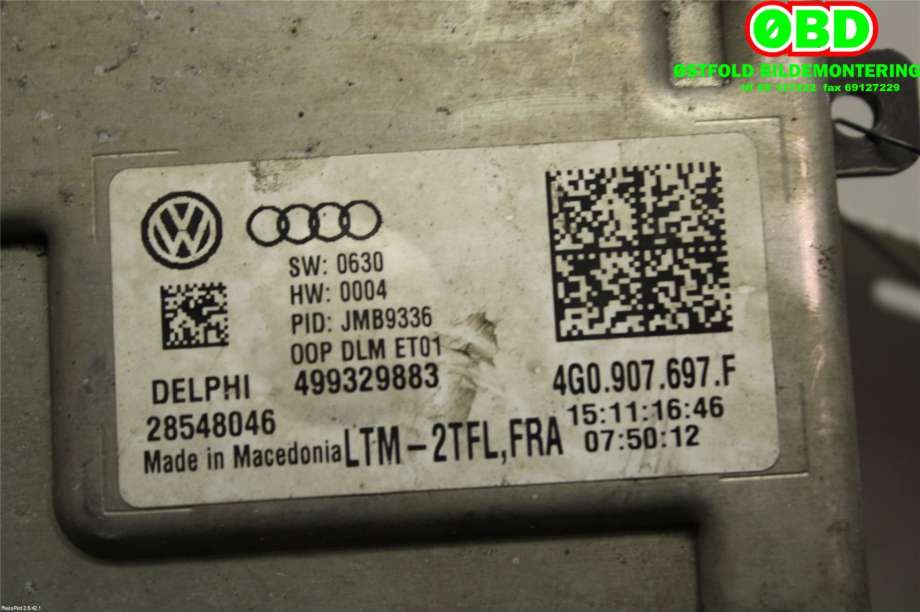 Styreenhet xenon/ballast til VW Passat 2015-2019 (Fase 1) (B8) (B8) (VOLKSWAGEN|4G0 907 697 F||4G0907697F)