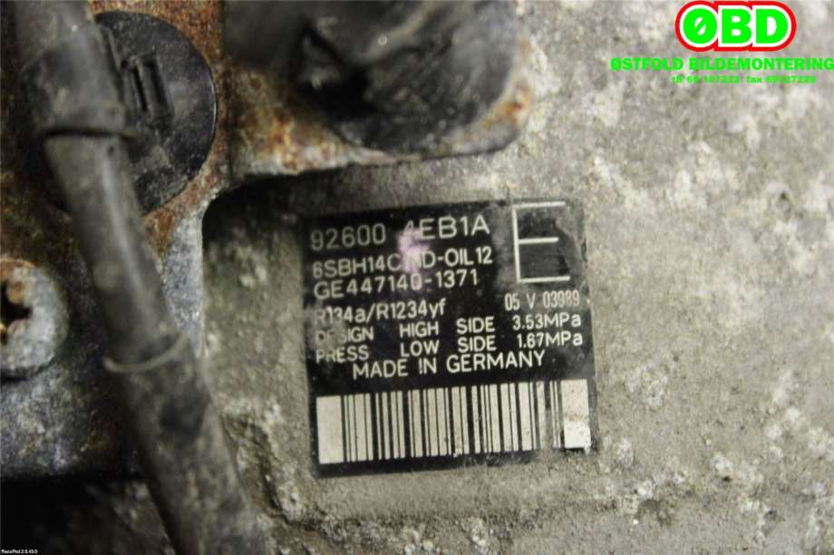 Aircondition kompressor til Nissan Qashqai 2014-2021 (Type II)  (NISSAN|926004EB1A|)