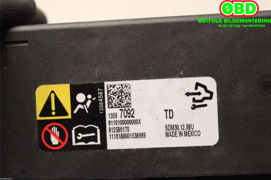 Airbag elektronikk til Opel Corsa E 2015-2019  (OPEL|13597092|)
