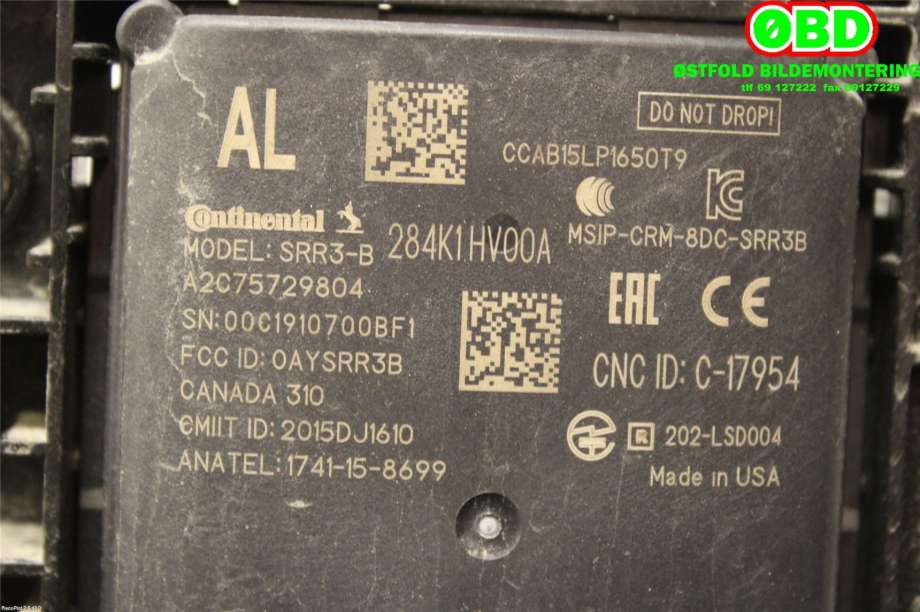 Sensor radar til Nissan Qashqai 2014-2021 (Type II)  (NISSAN|284K1HV00A|)