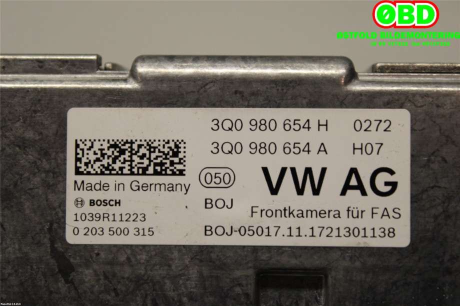 Kamera til VW e-Golf 2017-2020 (Fase 2)  (VOLKSWAGEN|3Q0 980 654 H||3Q0980654H)