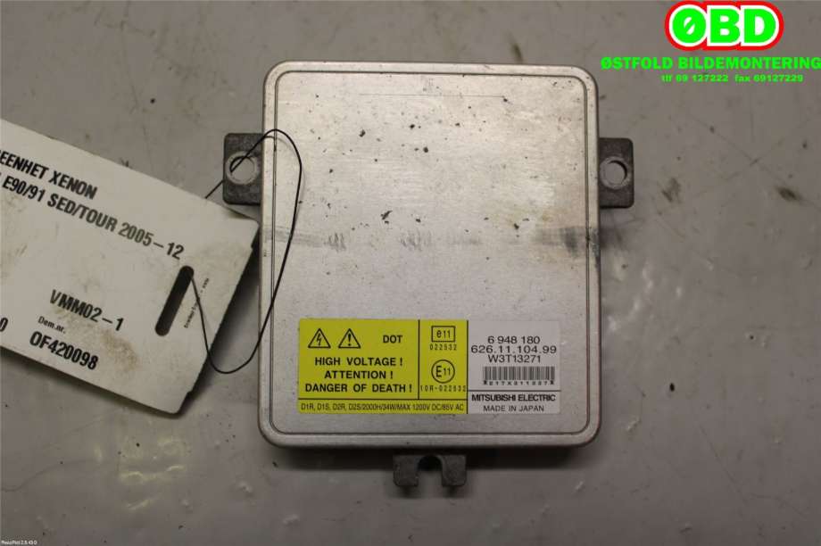 Styreenhet xenon/ballast til BMW 3-Serie 2005-2011 (E90/E91/E92/E93) (E90/E91/E92/E93) (BMW|63 12 6 948 180|W3T13271|6948180)