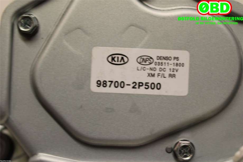 Viskermotor bakrute til Kia Sorento 2011-2015 Type II  (KIA|987002P500|)