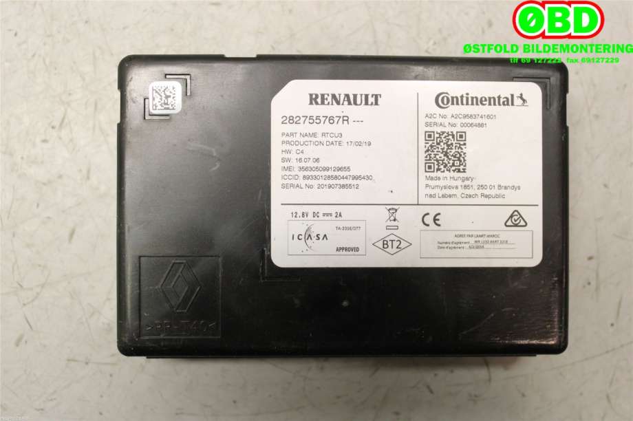 Styreenhet diverse til Renault Kangoo 2008-2021 (Type II)  (RENAULT|282755767R|282757104R)