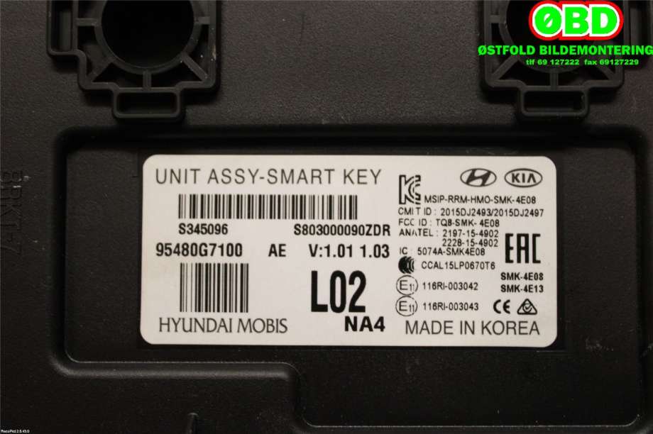 Styreenhet nøkkelfri/keyless til Hyundai Ioniq Electric 2016-2019 (Fase 1)  (HYUNDAI|95480G 7100||95480G7100)