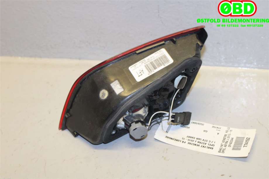 Baklykt venstre indre til Opel Astra J 2010-2015  (OPEL|13314054|1222427)