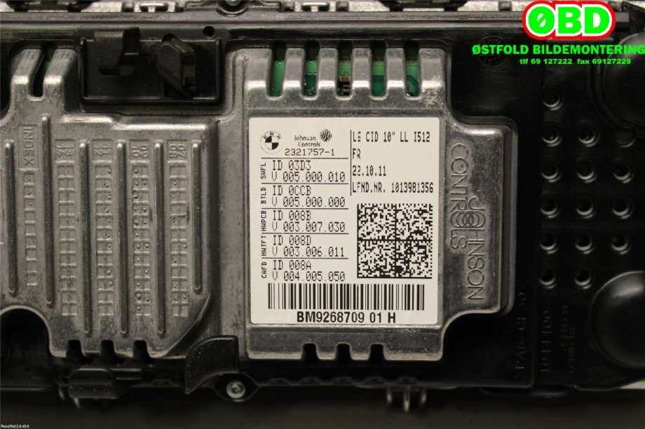 Instrument kjørecomputer til BMW 7-Serie 2009-2015 (F01/F02/F03/F04) (F01/F02/F03/F04) (BMW|65 50 9 268 709|)