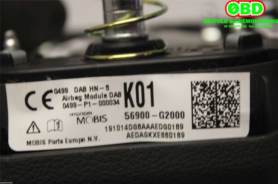 Airbag rattpute til Hyundai Ioniq Electric 2019-->> (Fase 2)  (HYUNDAI|56900G 2000T9Y||56900G2000)