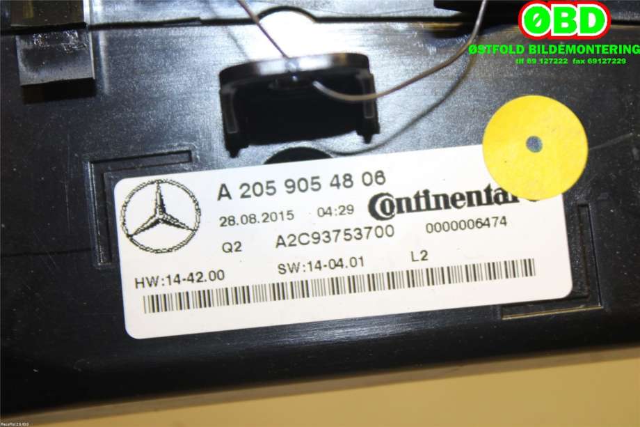Varmeapparat betjening til Mercedes C-Klasse 2014-2018 (Fase 1) (W205) (W205) (MERCEDES|A 205 905 48 06|A 205 905 43 15|2059054806)